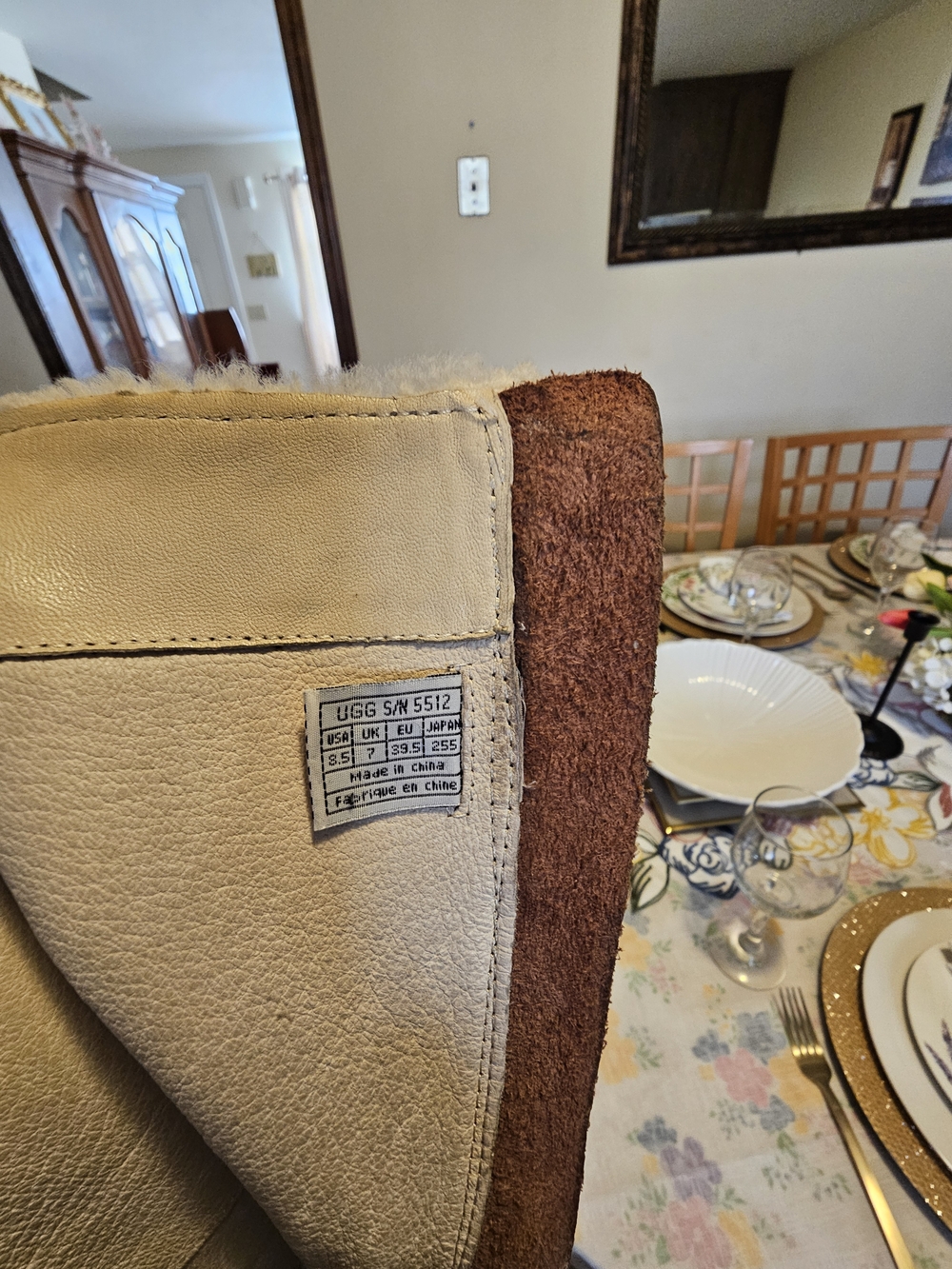 UGG Australia Brown Leather Shearling Boots - Picture 5 of 6